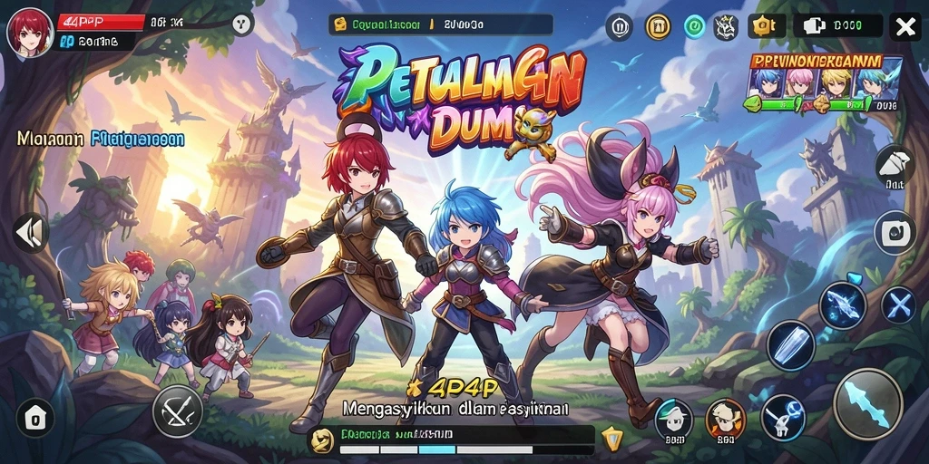Screenshot gameplay 4P4P menunjukkan karakter anime dalam aksi.