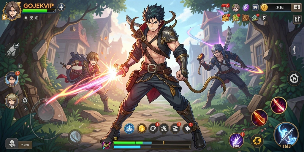 Tampilan menarik gameplay dengan karakter Anime yang ikonik.