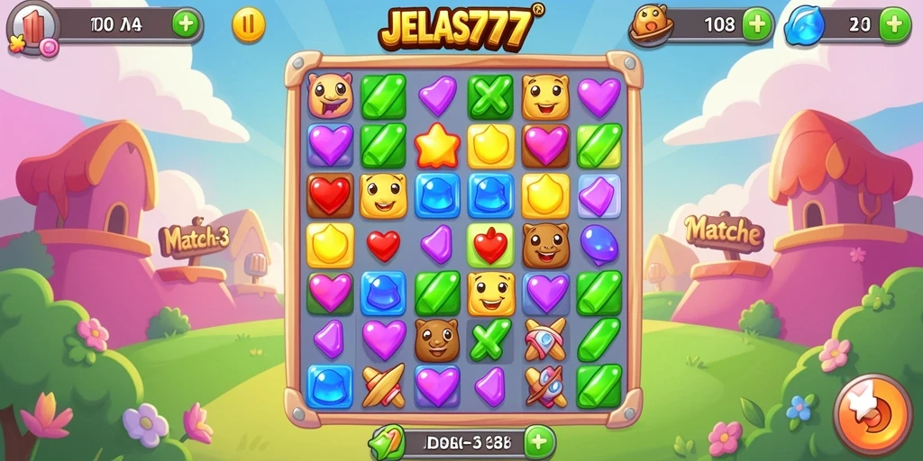 Tampilan gameplay menarik dengan kombinasi warna-warni dari JELAS777.