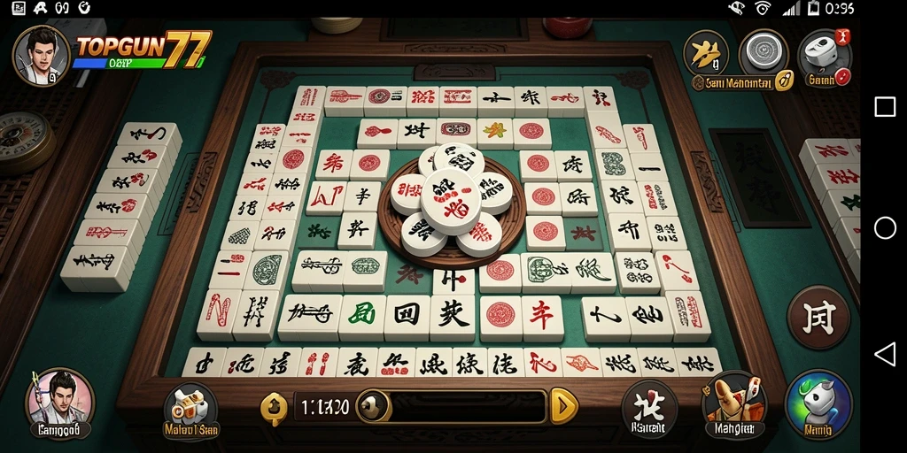 Tampilan gameplay seru dari game Mahjong TOPGUN77.