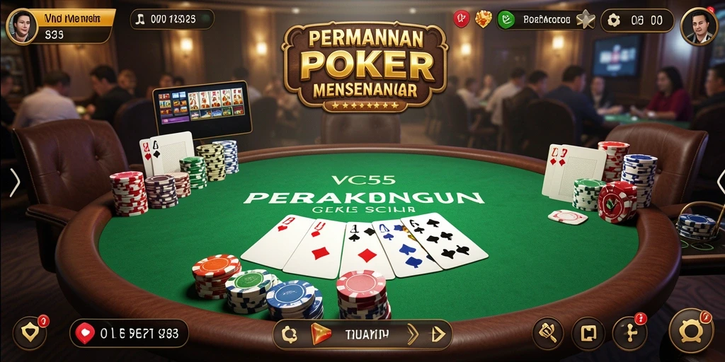 Screenshot gameplay VC55 menampilkan suasana Poker yang mendebarkan.